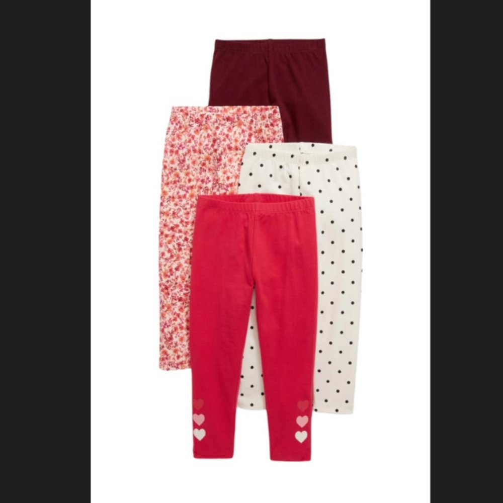NWT Old Navy Girls Toddler Leggings 4 pack Bright‎ Pink Combo Size 18-24 Mo